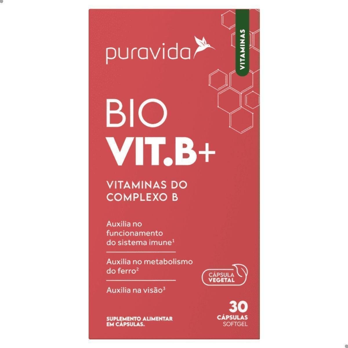Bio Vit B+ Vitaminas do Complexo B 30 Cápsulas Softgel Pura Vida Menor preço em Bio Vit B+ Vitaminas do Complexo B 30 Cápsulas Softgel Pura Vida