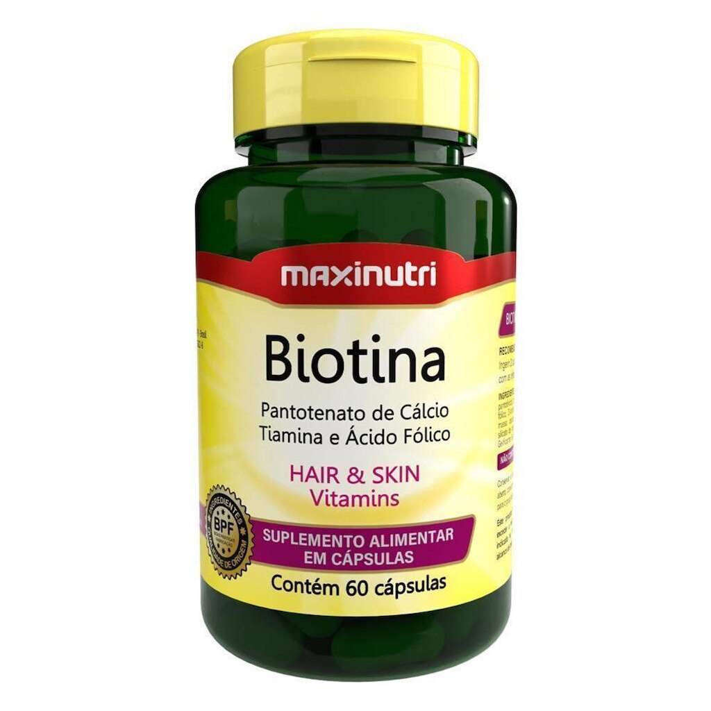 Biotina Cabelo Unhas E Vitaminas + Acido Fólico 60 Capsulas
