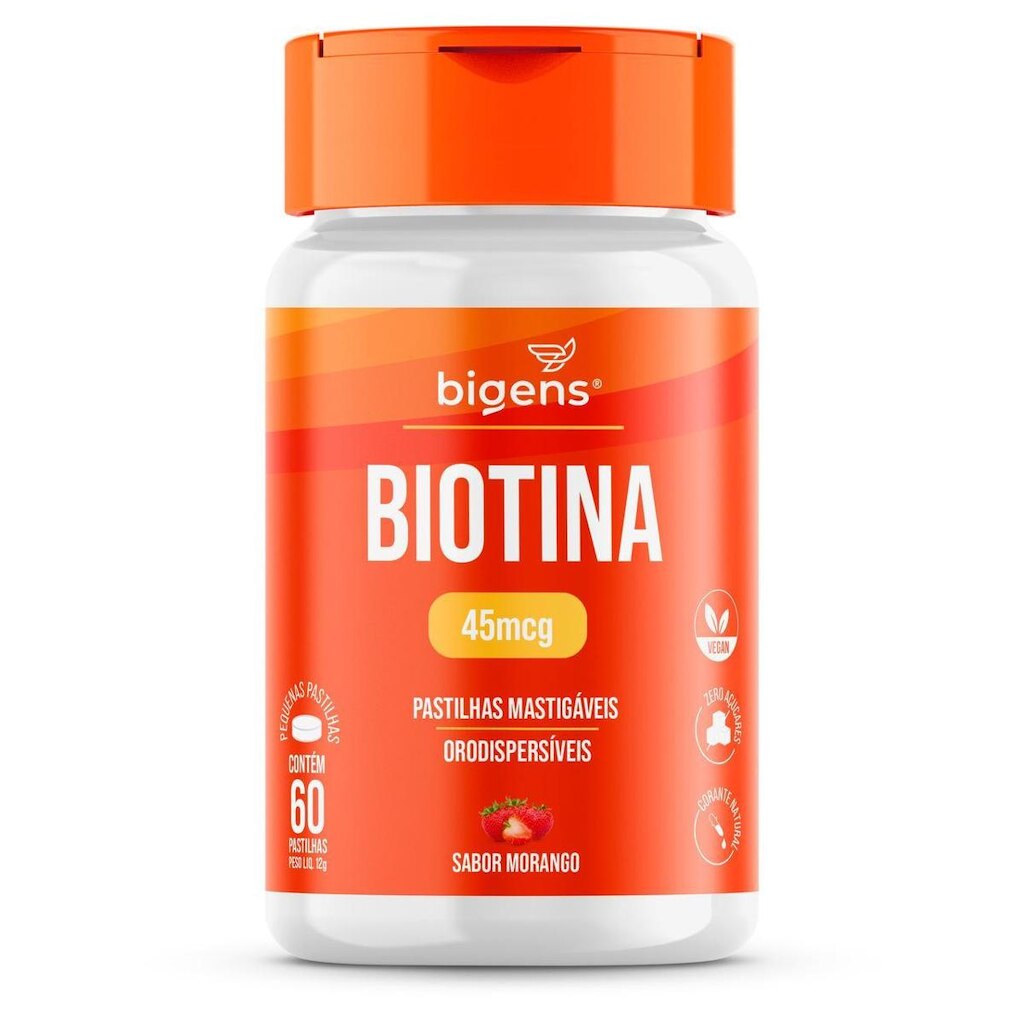 Biotina Para Cabelos Pele e Unhas 60 Caps Mastigáveis - Bigens
