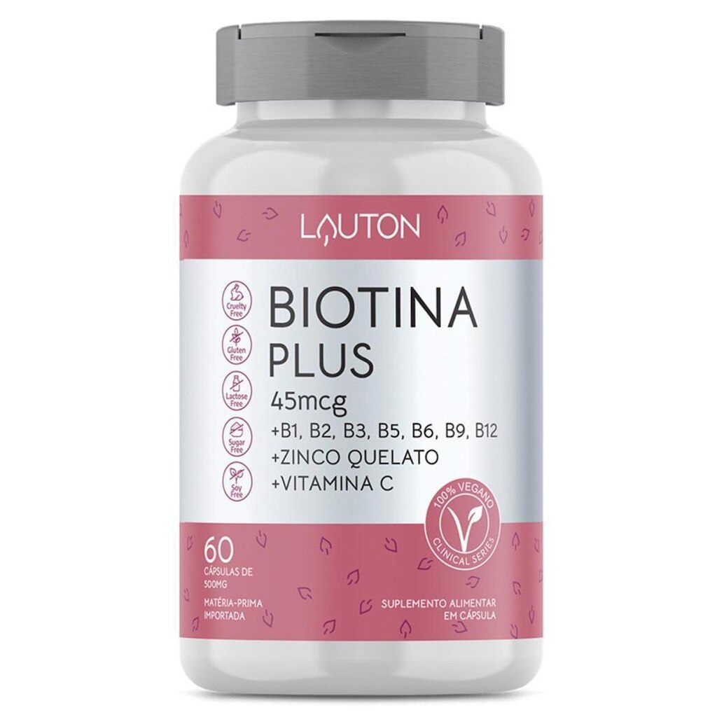 Biotina Plus Unhas e Pele 100% Vegano 60 Caps - Lauton