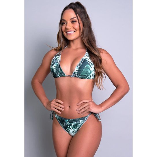 Biquíni Cortininha Ripple Feminino Cintura Alta Moda Praia MVB Modas - Verde+Preto Menor preço em Biquíni Cortininha Ripple Feminino Cintura Alta Moda Praia MVB Modas - Verde+Preto