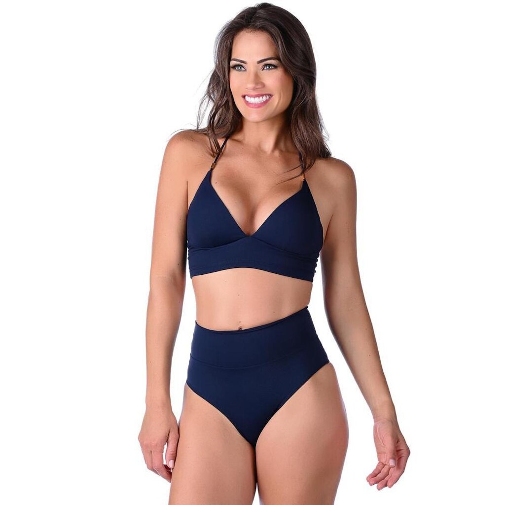 Biquíni Cropped Com Bojo Hot Pants Cós Duplo Liso 2025