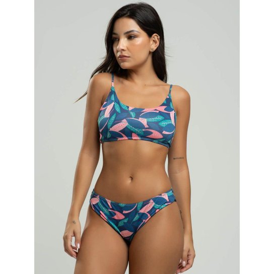 Biquini Faixa Calcinha Comum Estampado Proteção Uv 50+