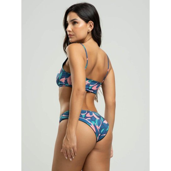 Biquini Faixa Calcinha Comum Estampado Proteção Uv 50+