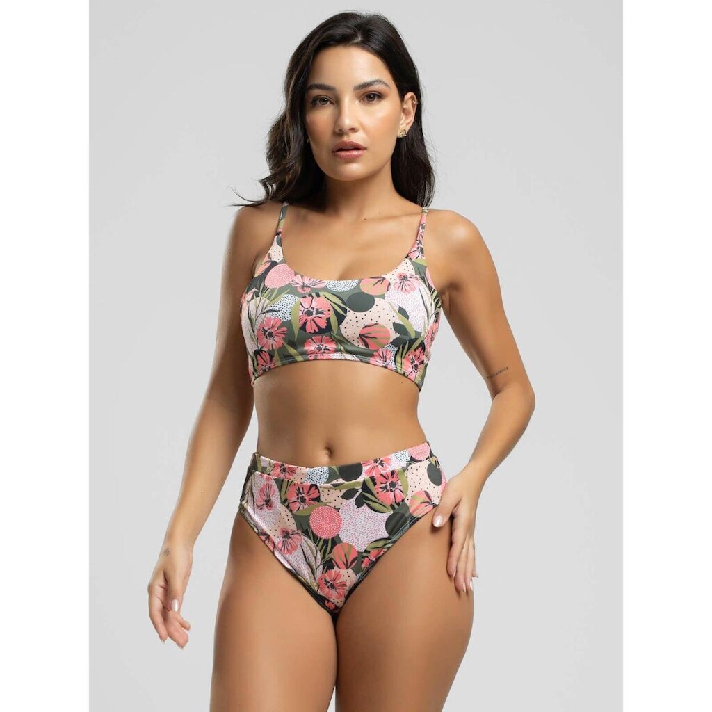 Biquini Faixa Calcinha Hot Pants Estampado Proteção Uv 50+