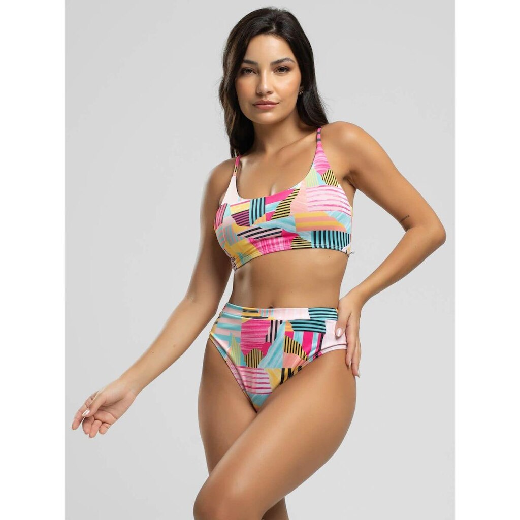 Biquini Faixa Calcinha Hot Pants Estampado Proteção Uv 50+