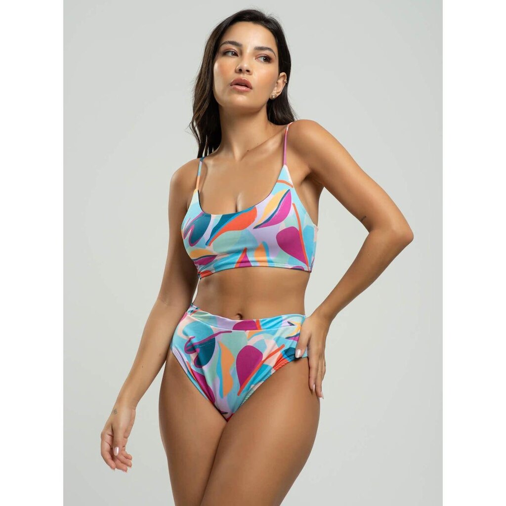 Biquini Faixa Calcinha Hot Pants Estampado Proteção Uv 50+
