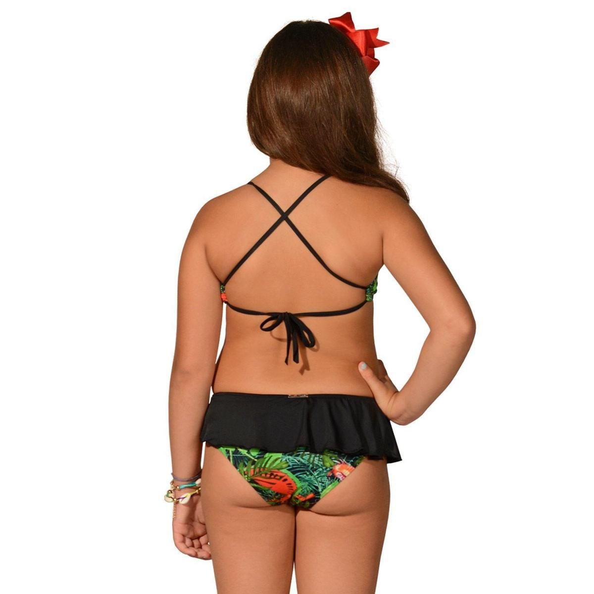 Biquíni Infantil Cropped e Calcinha com Babado Melancia - Verde+Preto |  Netshoes