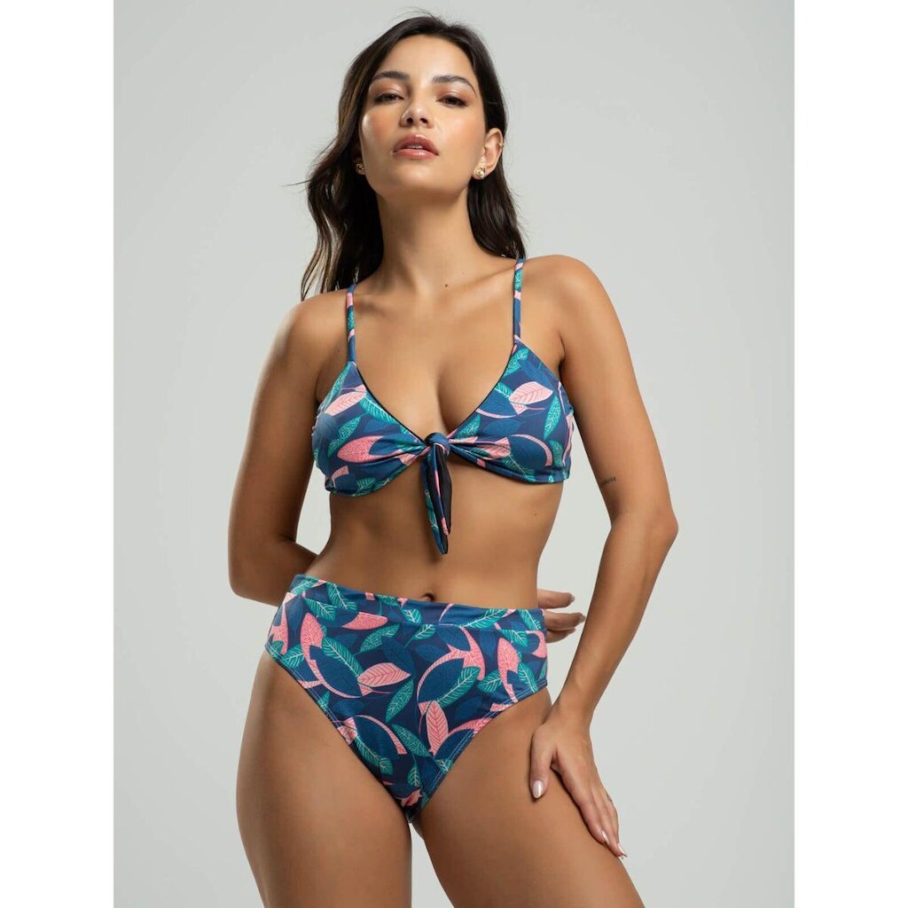 Biquini Laço Calcinha Hot Pants Estampado Proteção Uv 50+