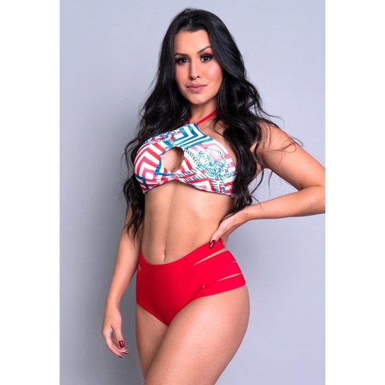 Biquíni Mvb Modas Gladiador Hot Pants Feminino - Vermelho Menor preço em Biquíni Mvb Modas Gladiador Hot Pants Feminino - Vermelho