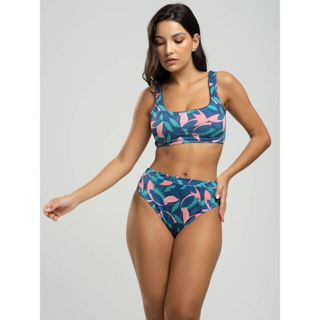 Biquini Regata Calcinha Hot Pants Estampado Proteção Uv 50+