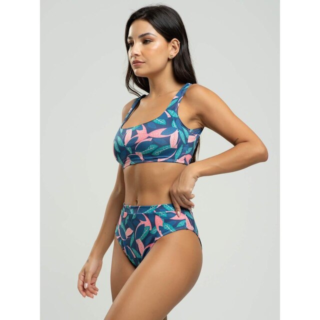 Biquini Regata Calcinha Hot Pants Estampado Proteção Uv 50+