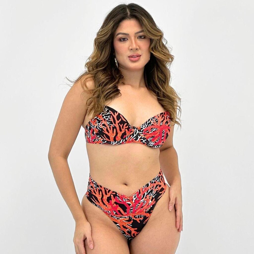 Biquíni Sol Pleno Estampado Alça com Bojo Tanga Feminino