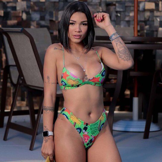 Biquíni Top Aviador Estampado Feminino 100120 - Verde Menor preço em Biquíni Top Aviador Estampado Feminino 100120 - Verde