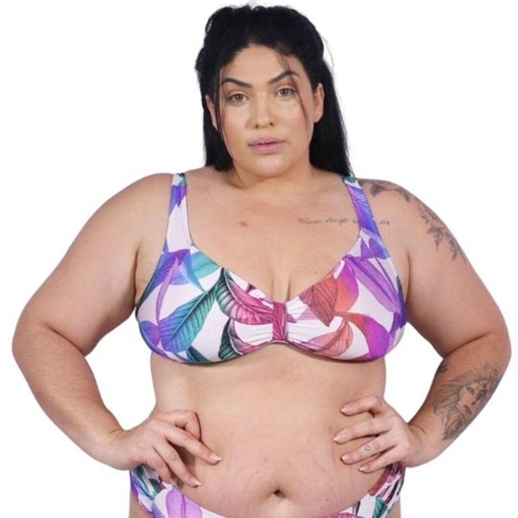 Biquíni Top de Praia Tradicional Plus Size Folhas de Verão