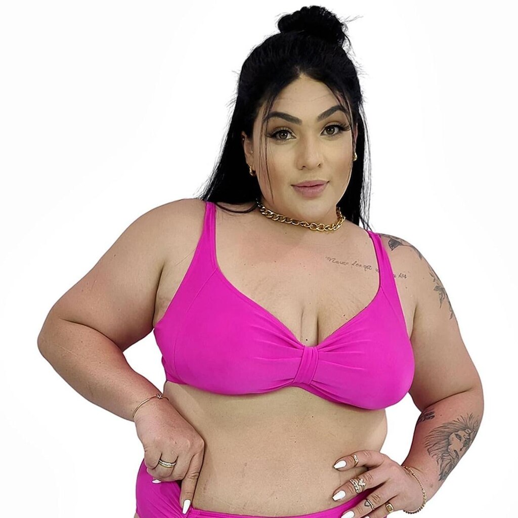 Biquíni Top de Praia Tradicional Plus Size Pink
