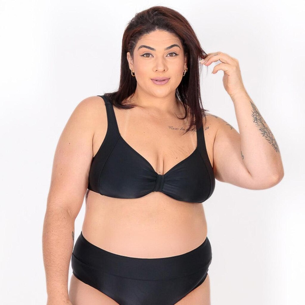 Biquíni Top de Praia Tradicional Plus Size Preto