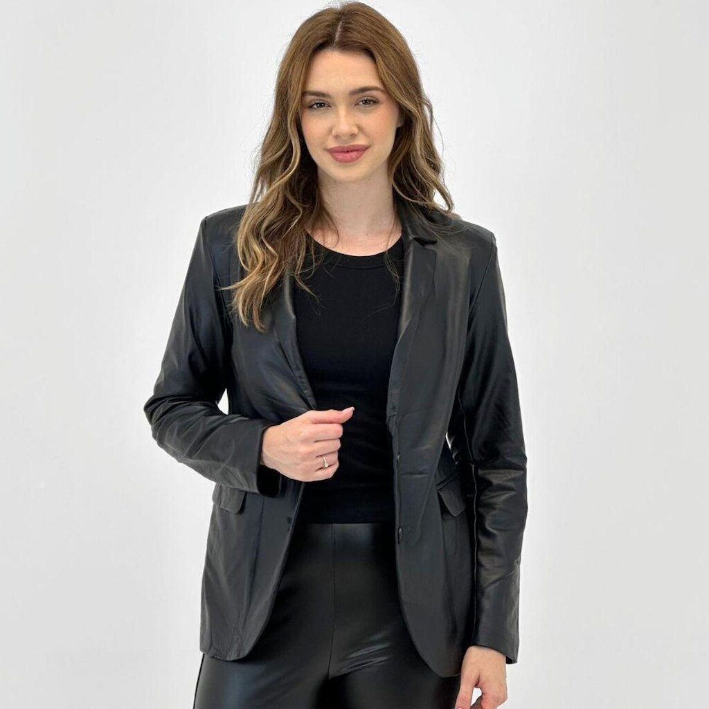 Blazer Aishty em P.u Manga Longa Feminino