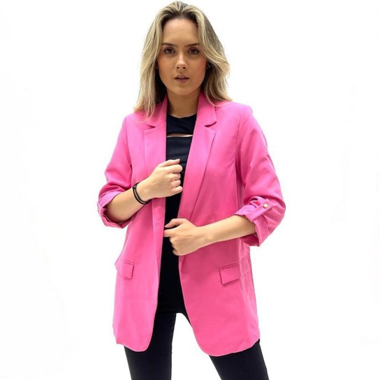 BLAZER AUDIO VISUAL OVERSIZED MANGA 3/4 FEMININO - Rosa