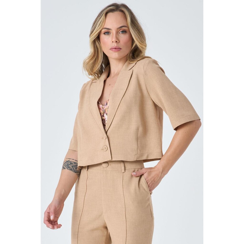 Blazer Curto PKS Alfaiataria Bege-GG