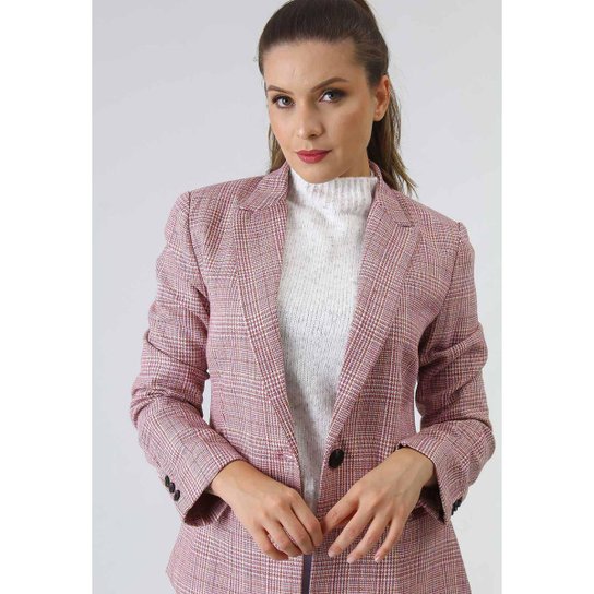 Blazer Em Lanzinha Xadrez Alfaiataria Feminina