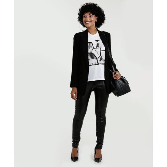 Blazer Feminino Básico Liso Moda Evangélica - Preto Menor preço em Blazer Feminino Básico Liso Moda Evangélica - Preto