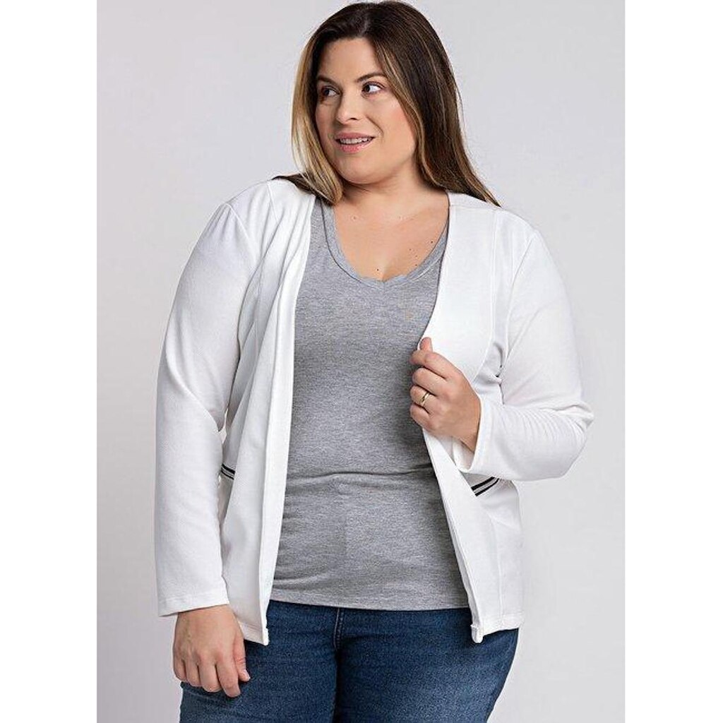 Blazer Feminino Plus Size Zíper Bolso - Serena