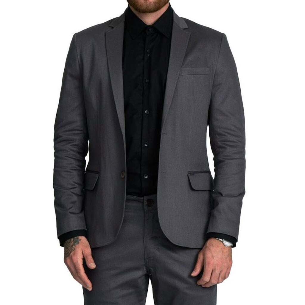 Blazer Masculino Docthos Slim Cinza Mescla Escuro - 609226