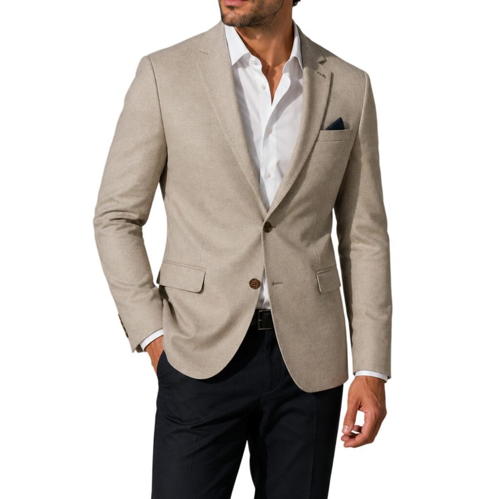 Blazer Masculino Docthos Slim Malha Mescla Bege Areia - 6092