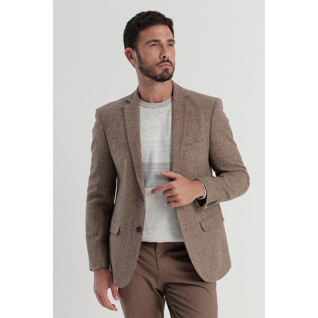 Blazer Masculino em Lã Xadrez - Kaki | Netshoes