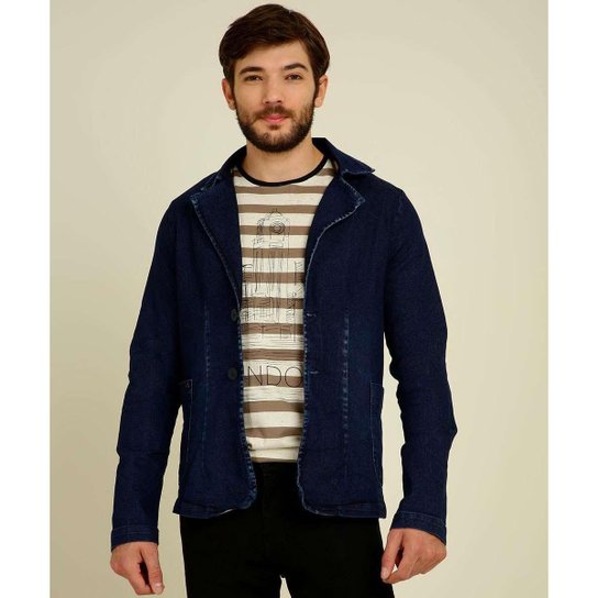 Blazer Masculino Jeans Bolsos Rock & Soda - 10047218543 - Azul Menor preço em Blazer Masculino Jeans Bolsos Rock & Soda - 10047218543 - Azul