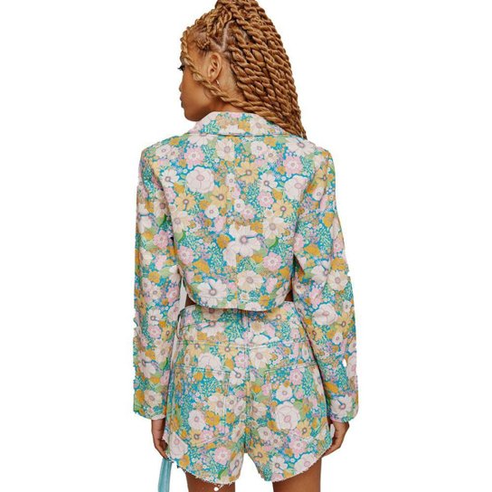 Blazer Sarja Myft Cropped Estampado V23 Feminino