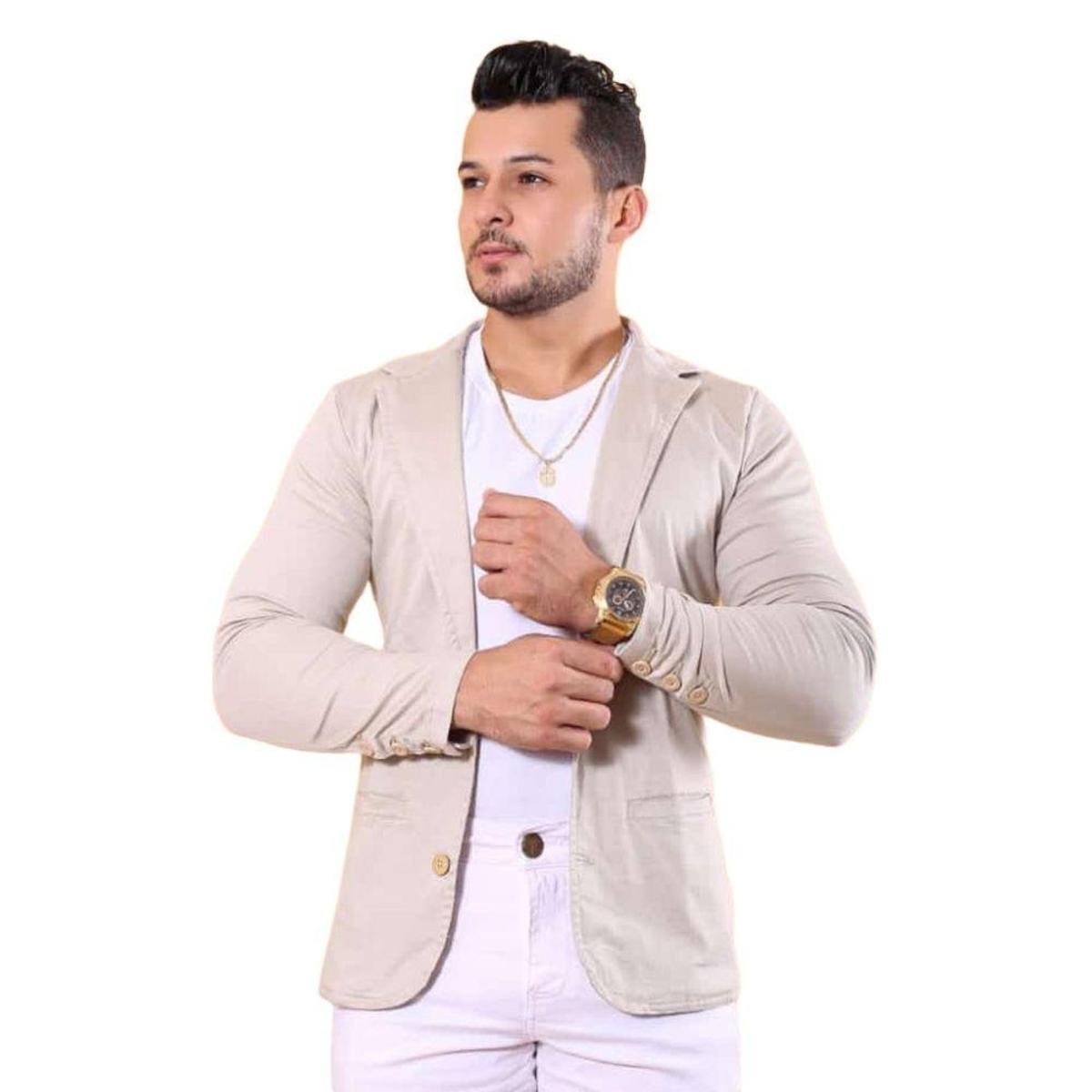 Blazer Slim Fit Masculino com Elastano Menor preço em Blazer Slim Fit Masculino com Elastano