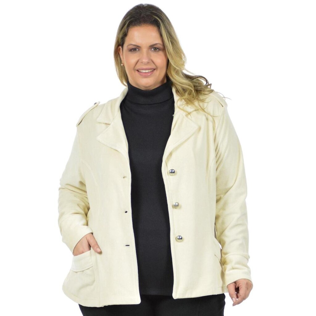 Blazer veludo passarela plus size fenomenal Marrom 48