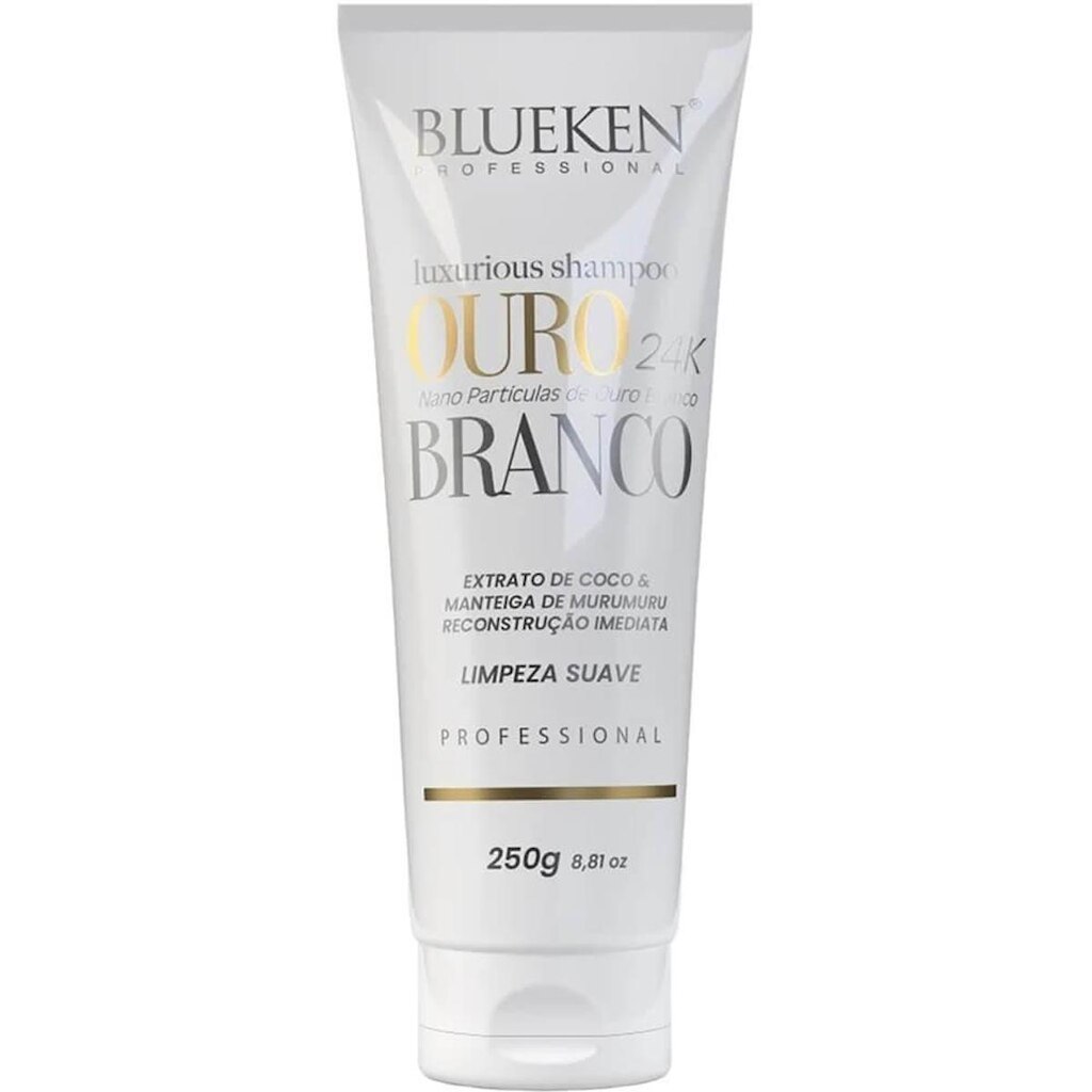 Blueken Luxurious Ouro Branco 24k - Shampoo de Reconstrução e Brilho 250ml