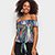 Blusa Água Viva Tie Day Ombro A Ombro E Amarração Feminina - Estampado