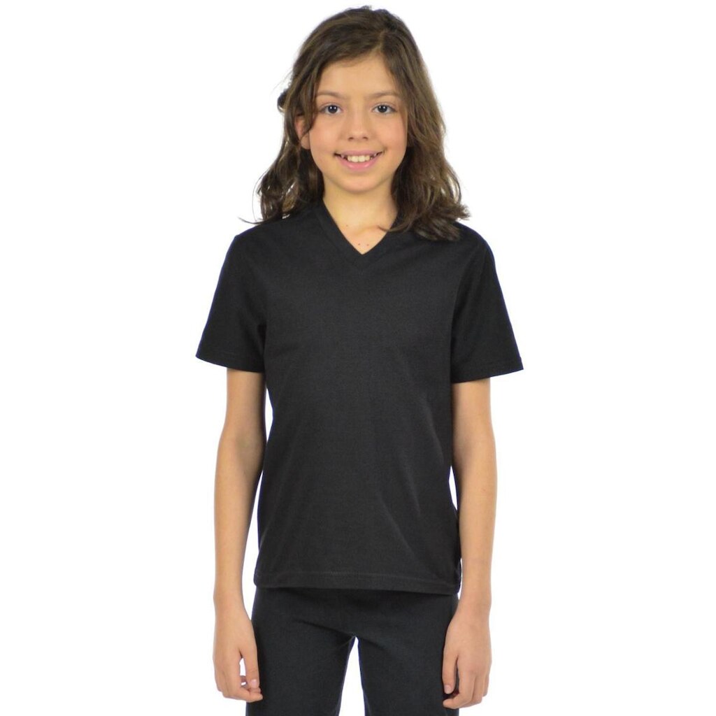 Blusa algodão decote v infantil feminina fenomenal Azul royal 02