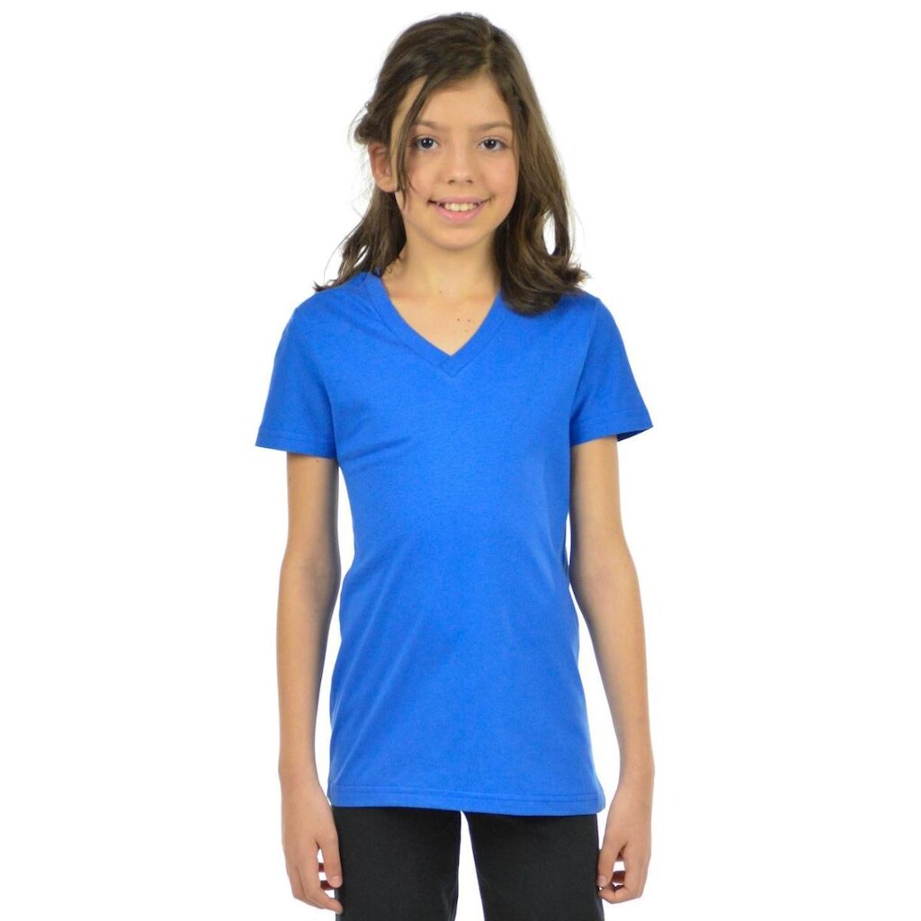 Blusa algodão decote v infantil feminina fenomenal Azul royal 02