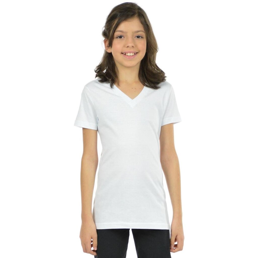 Blusa algodão decote v infantil feminina fenomenal Azul royal 02