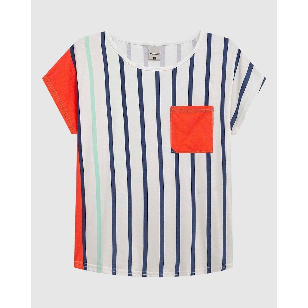 Blusa Ampla Feminina Estampada Detalhe Bolso Frontal Em Viscose Stretch