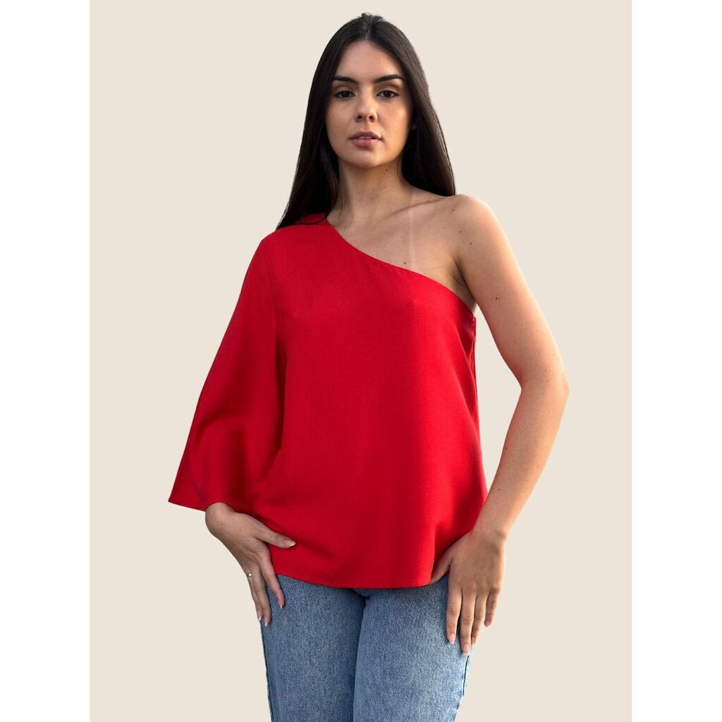 Blusa Assimétrica Em Crepe Dzarm