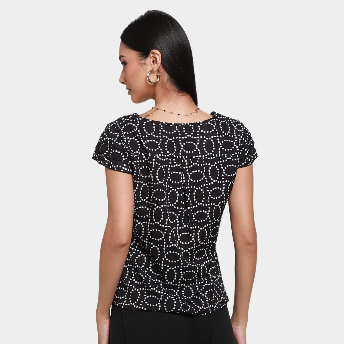 Blusa Ayaka Estampada Decote V Feminina - 1