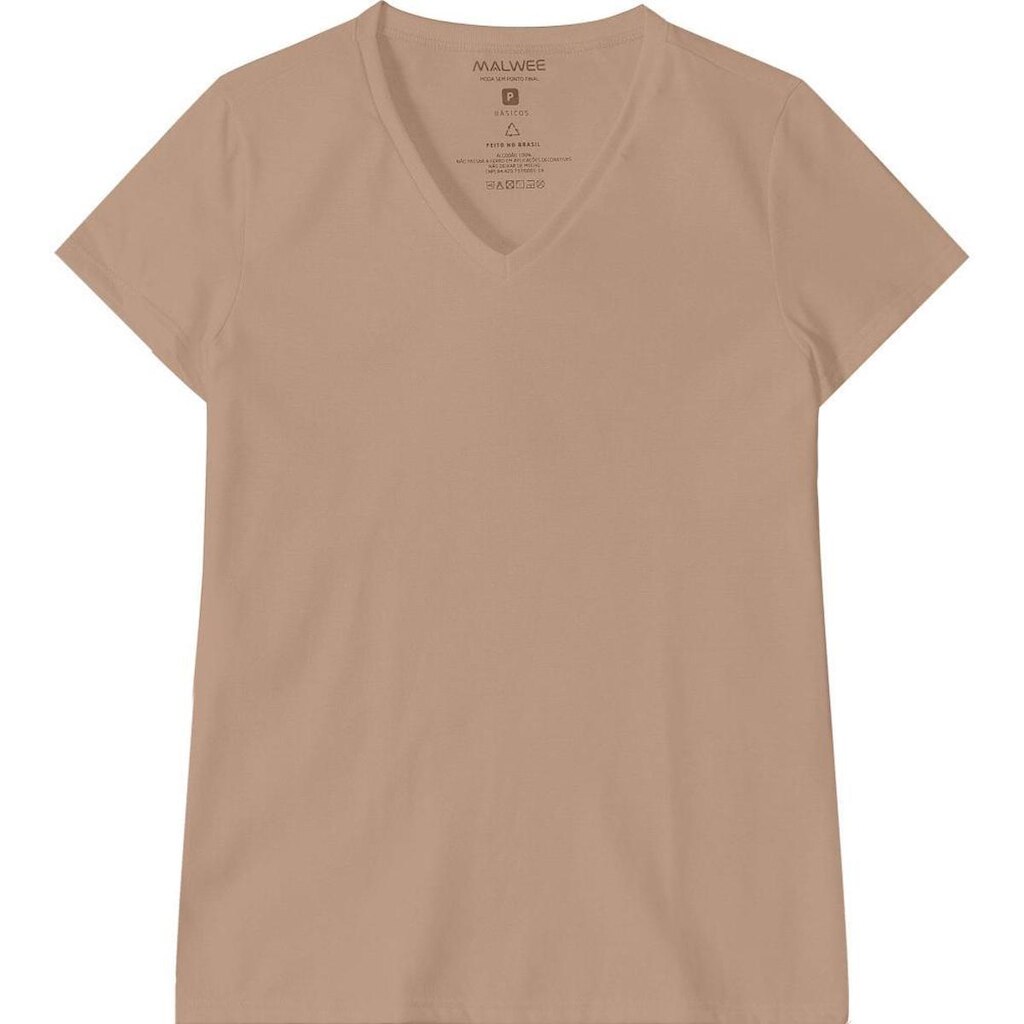 Blusa Baby Look Feminina Gola V Malwee Ref. 47373