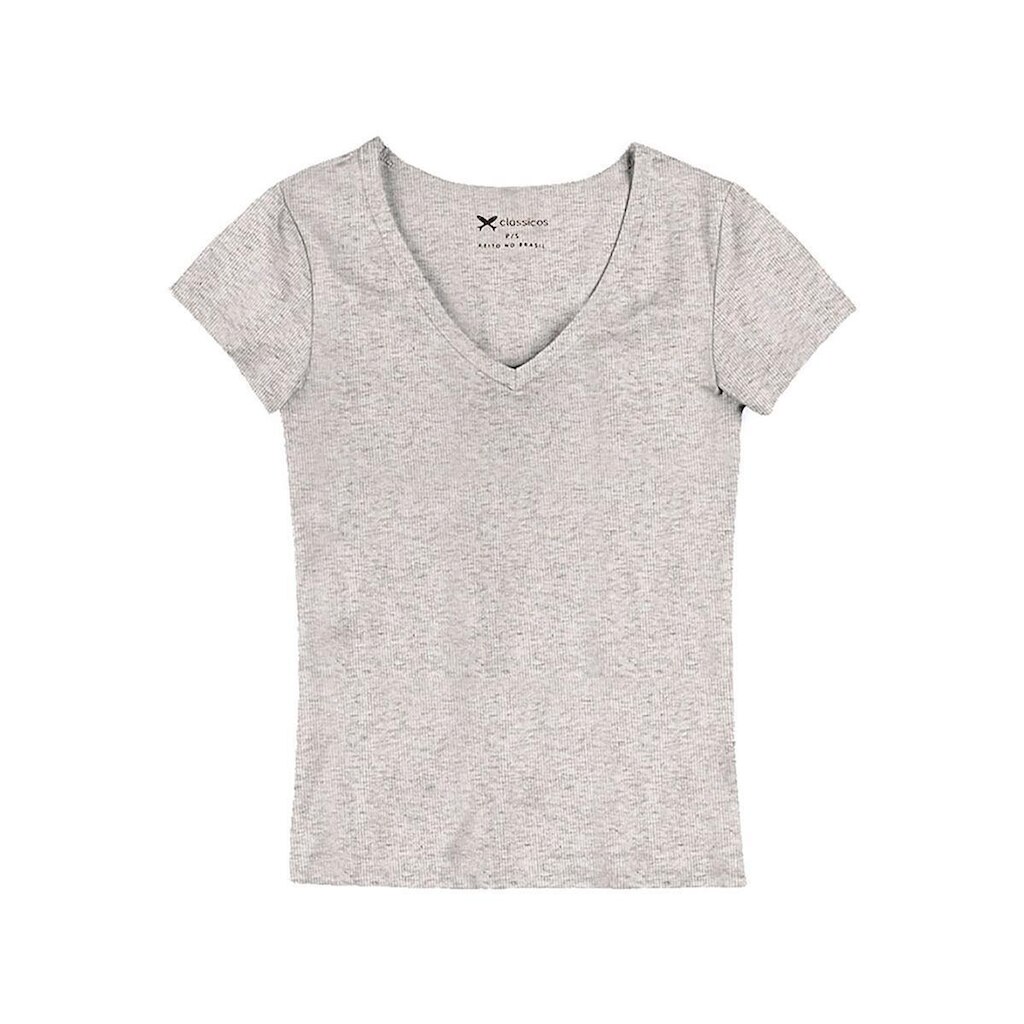 Blusa  Básica Decote V Com Elastano Feminina