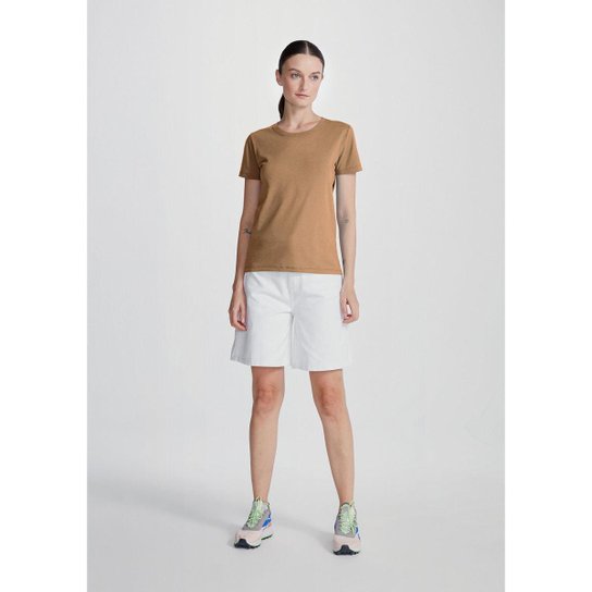 Blusa Básica Feminina Manga Curta Slim World - Laranja XG
