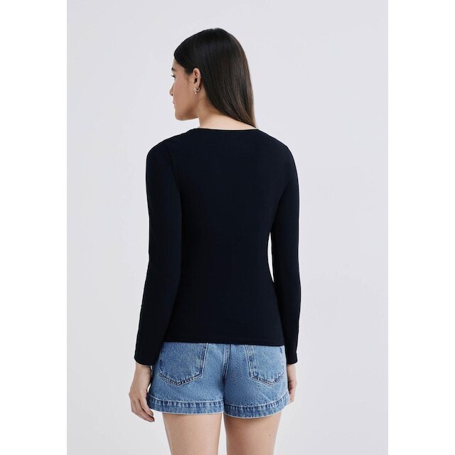 Blusa Básica Feminina Manga Longa Slim - Marrom XXG