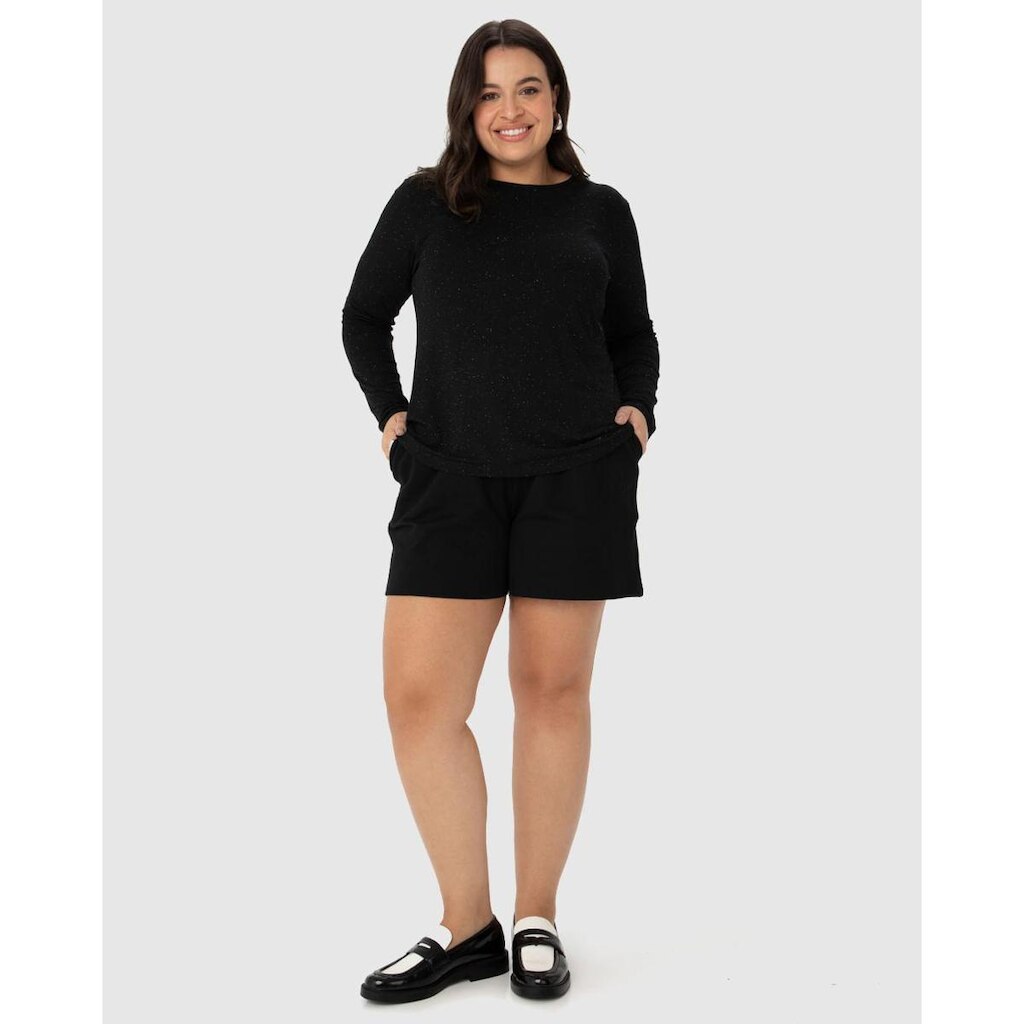 Blusa Básica Feminina Plus Size Manga Longa Em Viscose Botonê Stretch