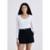 Blusa Básica Feminina Slim Manga Longa - Azul EXG - Branco