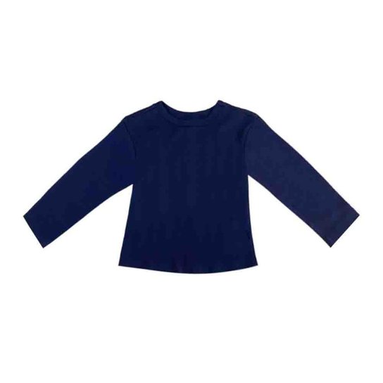 Blusa Básica Hering Kids Infantil Menina Manga Longa Azul Marinho