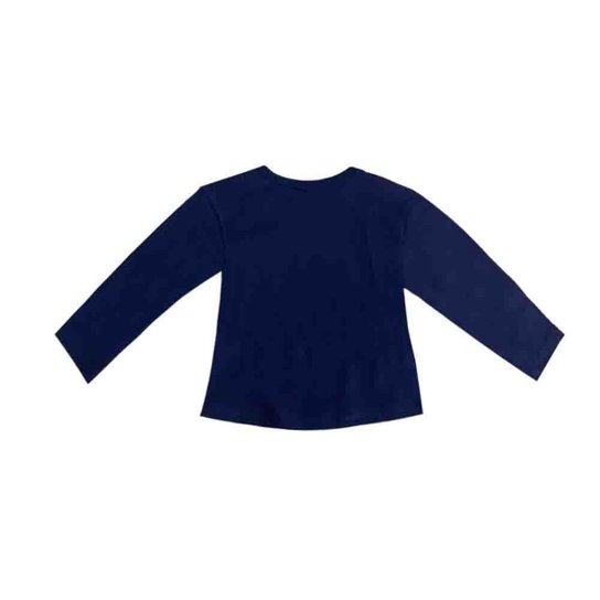 Blusa Básica Hering Kids Infantil Menina Manga Longa Azul Marinho